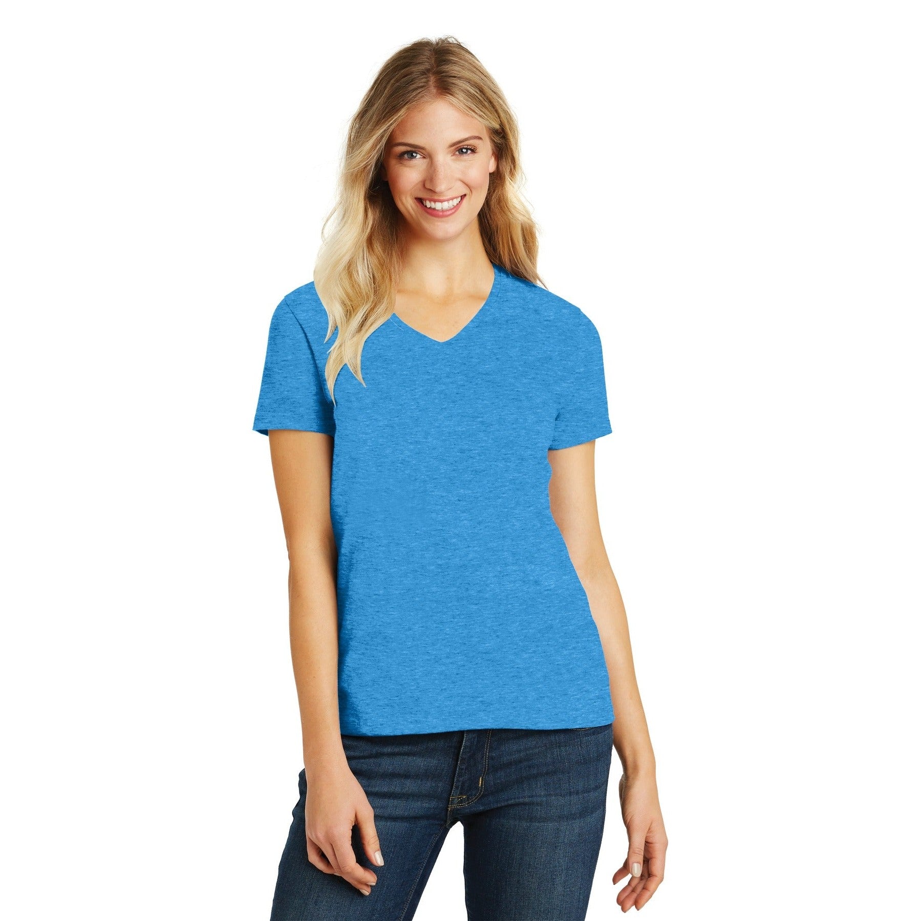 District-District® Women's Perfect Blend® CVC V-Neck Tee. DM1190L-MedTech-7